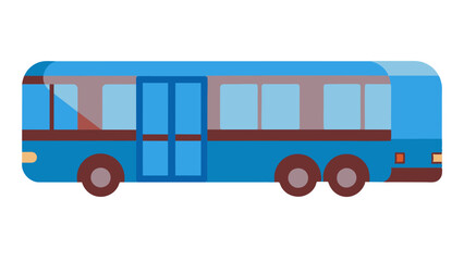 A bus driving down a road in front of a city, showcasing urban transportation and cityscape. A city bus driving on a road amidst the urban landscape.