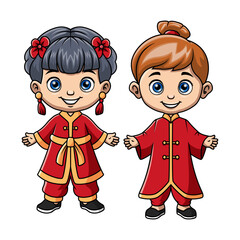 Couple kids cartoon wearing costume china