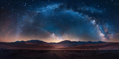 Fototapeta premium Captivating Sight Milky Way and Earth's Zodiacal Light Over Desert. Concept Astrophotography, Nature's Beauty, Night Sky, Stunning Landscapes, Cosmic Wonders