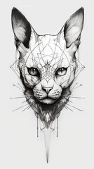 Cat and geometric tattoo idea