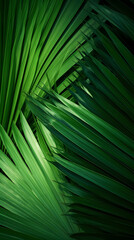 Close up of green leaves of palm tree