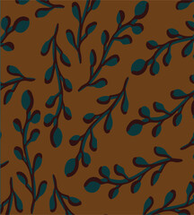 vintage floral branch leaves on fabric wallpaper seamless pattern,tropical,garden,leaves.