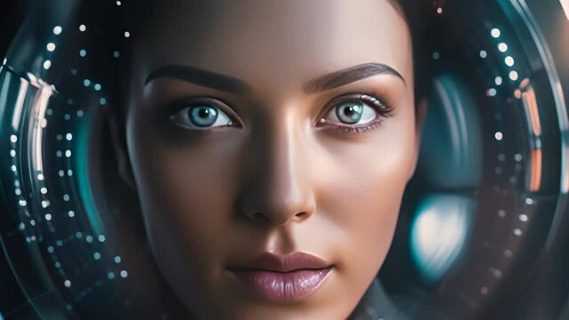 Woman with future technology concept,AI (artificial intelligence) concept.deep learning