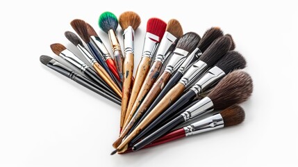 Obraz premium bunch of brushes sitting on top of a white surface