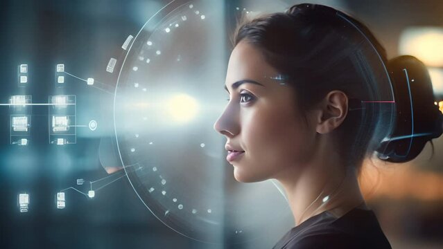 Woman with future technology concept,AI (artificial intelligence) concept.deep learning