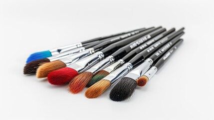 group of brushes sitting on top of a white surface
