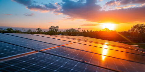 "Solar Panels at Sunset | Harnessing Renewable Energy with Solar Technology" | "Beautiful Sunset Over Solar Panels | Clean Energy Solutions with Solar Power"