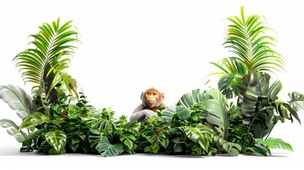 Obraz premium monkey sitting among the foliage of a plant