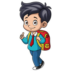 Cute happy school boy cartoon