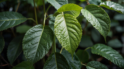 Photo nature of green leaf in garden at summer. natural green leaves plants using as spring background greenery wallpaper Ai generative.
