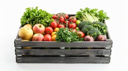 wooden crate filled with lots of fresh vegetables