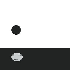 Pixel art of full moon and its shadow on the sea with black and white background and copy space. can be used for wallpaper, template card and background. Simple and cute card.
