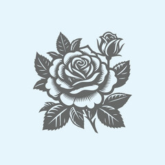 free vector black rose flower illustration