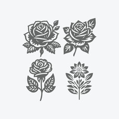 free vector black rose flower illustration