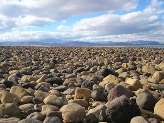 Low tide reveals a sea of rocks at Gonzaga Bay, Baja California