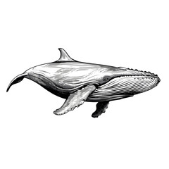 Fototapeta premium drawing of a Whale Illustration white background