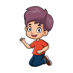 Cute happy school boy cartoon