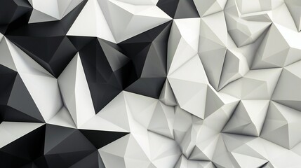 Obraz premium Pristine canvas adorned with bold low poly shapes in contrasting black and white, creating a striking visual impact.