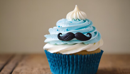 father's day cupcake decorated with a mustache