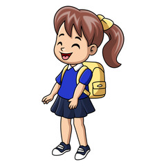 Happy happy school girl cartoon 