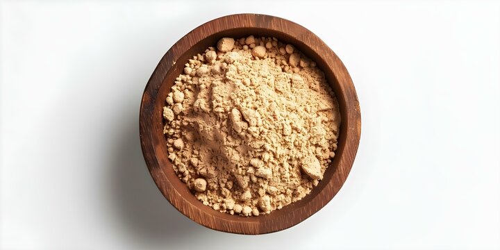 Promoting relaxation and calmness with Isolated Kava Kava powder on a white background. Concept Kava Kava Powder, Relaxation, Calmness, White Background, Product Promotion