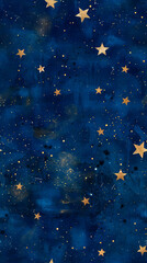 A blue and gold starry night background.