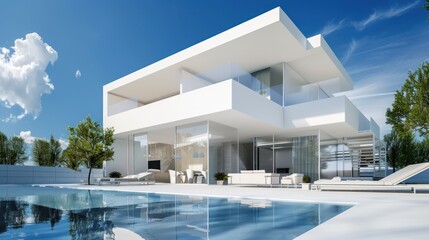 Fototapeta premium Modern house with swimming pool