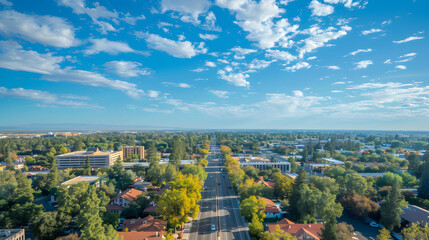 Aerial view of downtown Fresno, California, USA.