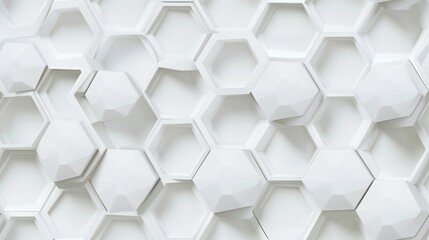 Clean white background with sleek 3D geometric honeycomb pattern, adding modern elegance.