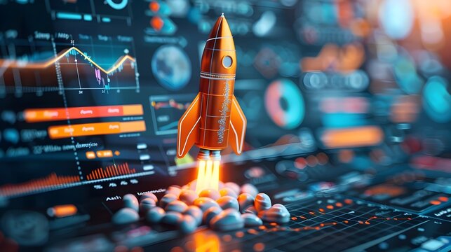 Rocket Launch Infographic for New Business Startup Strategies and Milestones