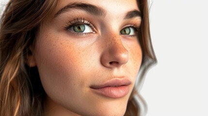 Obraz premium close up of a woman with freckles and green eyes