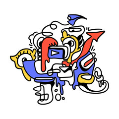 Doodle Abstract Social Media. This doodle is perfect for use as an illustration for a variety of content, such as blogs, websites, social media, and marketing materials.