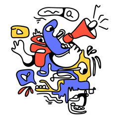Doodle Abstract Social Media. This doodle is perfect for use as an illustration for a variety of content, such as blogs, websites, social media, and marketing materials.