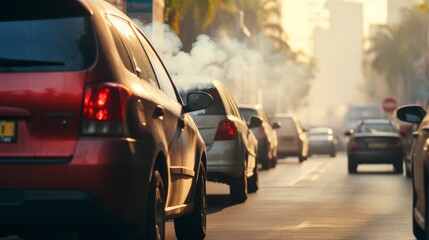 City traffic pollution  mitigating global warming and carbon emissions from car exhaust