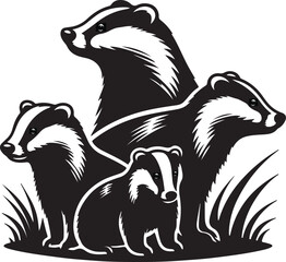 Badger  Family silhouette vector