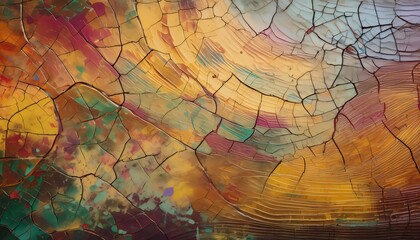Fototapeta premium Abstract textured background created by colorful surface with cracked paint forming a network of fine lines