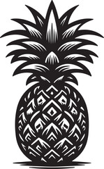 Pineapple silhouette line art vector illustration with white background
