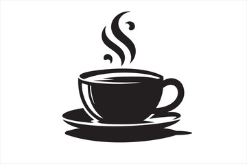 Tea cup vector silhouette image white background