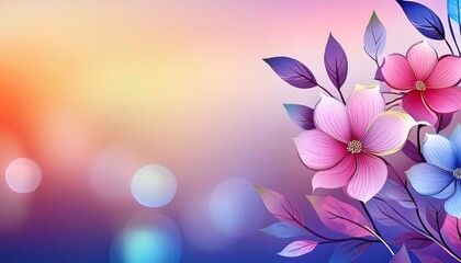 Obraz premium Vibrant blossoms on an abstract backdrop with a bokeh effect