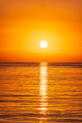 Beautiful red and orange sunrise over the sea.