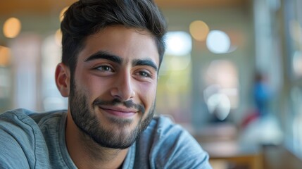 Obraz premium Attractive male student in a close up indoor setting