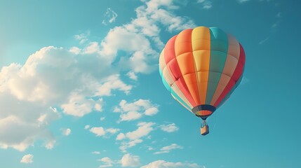 Naklejka premium A colorful hot air balloon floating in the sky