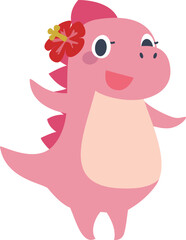 かわいいピンク色の恐竜キャラクター