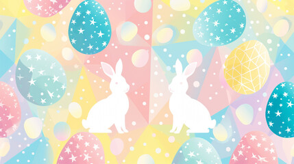 Clip art of an Easter egg and a rabbit in pastel colors..