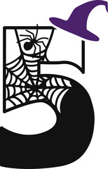 Adorable Spider with Hat Number Creative art typographic design