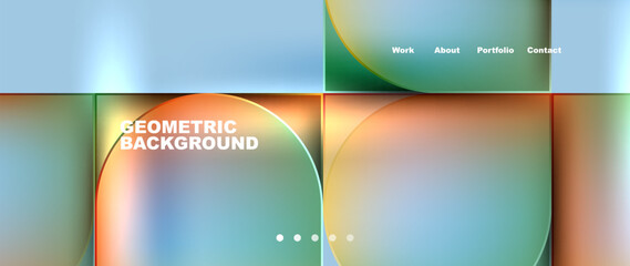 Circles and lines. Bright colorful geometry with glassmorphism effect. Vector Illustration For Wallpaper, Banner, Background, Card, Book Illustration, landing page