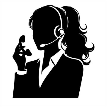 recommend clip art: Call center woman silhouette vector with a headset microphone, IT support, customer service, customer support, call center