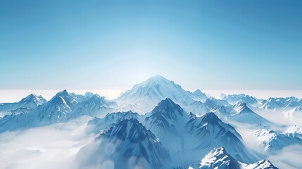 Fototapeta premium A majestic snow-capped mountain range under a clear blue sky