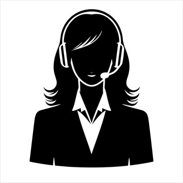 recommend clip art: Call center woman silhouette vector with a headset microphone, IT support, customer service, customer support, call center