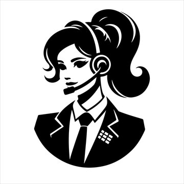 recommend clip art: Call center woman silhouette vector with a headset microphone, IT support, customer service, customer support, call center